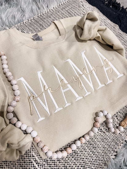 **EMBROIDERED** Praying Mama Sand Sweatshirt