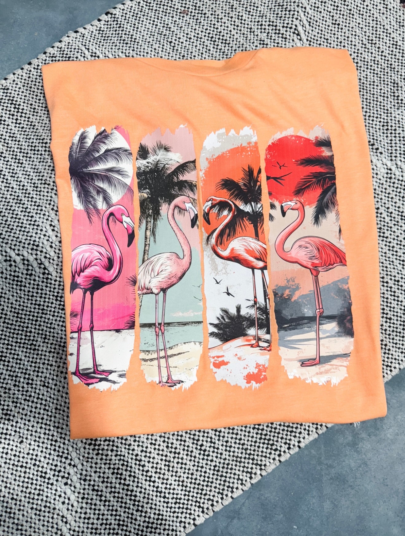 Flamingo Collage Heather Cantelope Tee