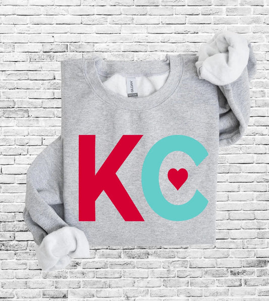 Red & Mint KC Heart Sports Grey Option