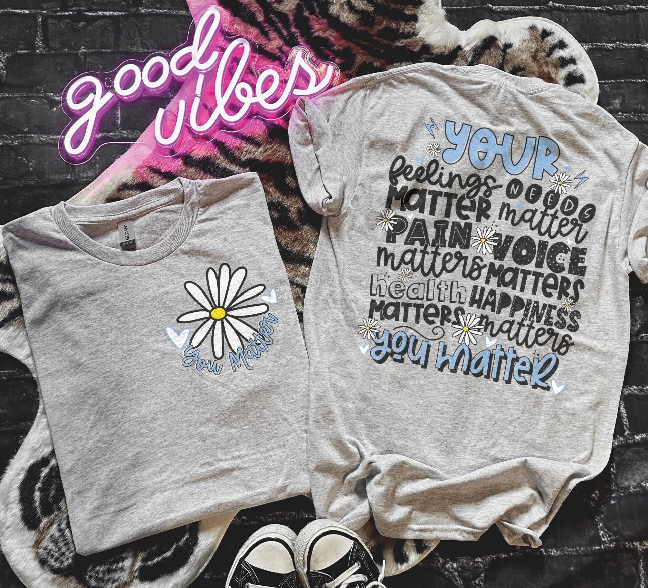 Front + Back You Matter Daisey Sports Grey Tee