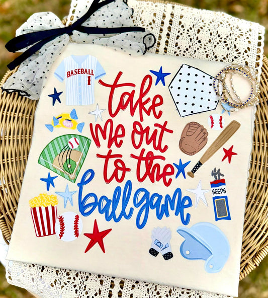 Collage Take Me Out To the Ball Game Ivory Tee