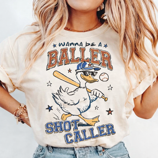 Duck Wanna Be A Baller Shot Caller Ivory Tee