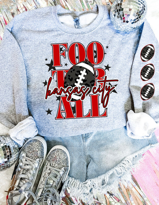 Tall Football Kansas City With Football Sleeve Sports Grey Sweatshirt
