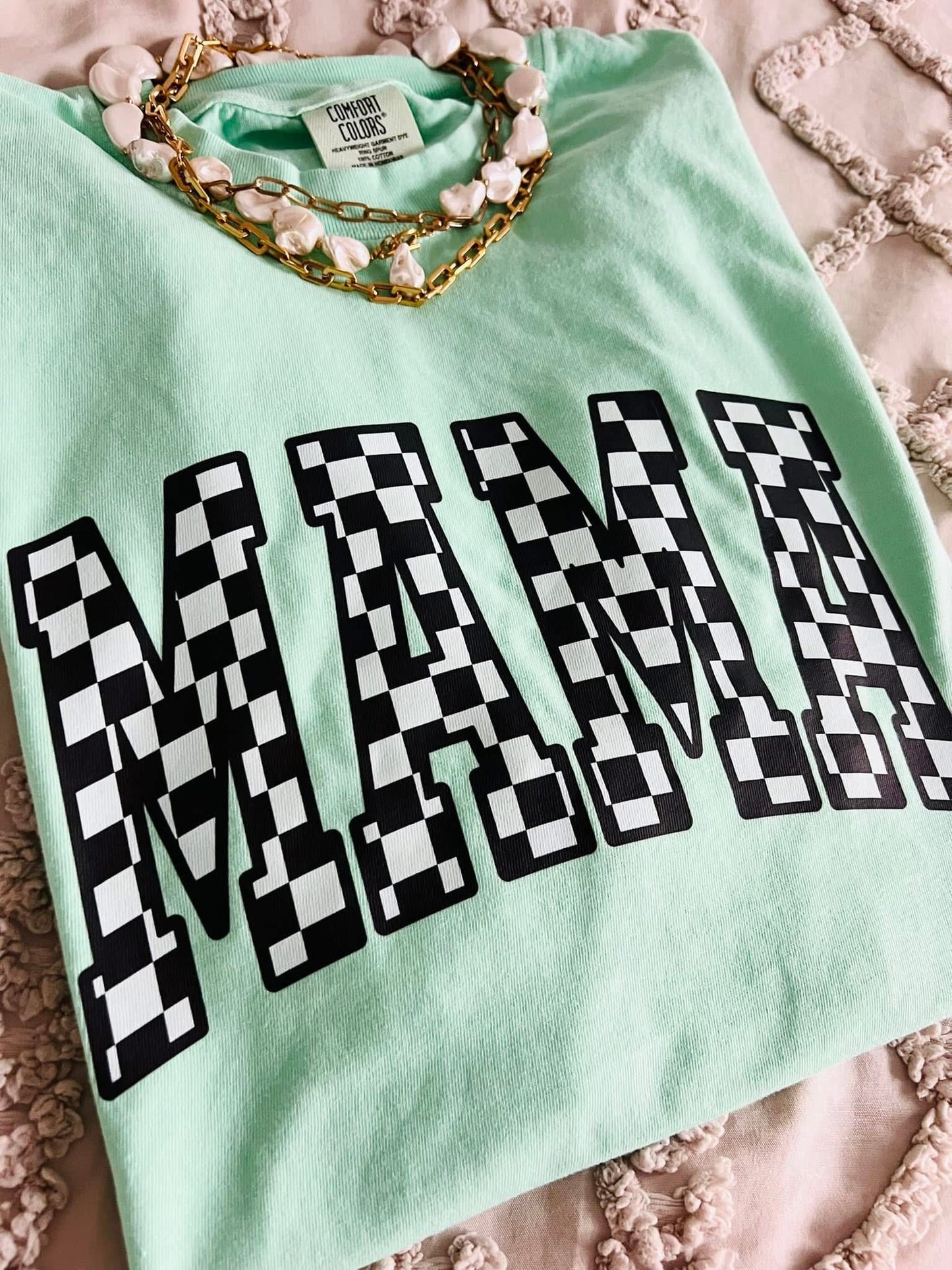 Mama Black & White Checkered Color Options