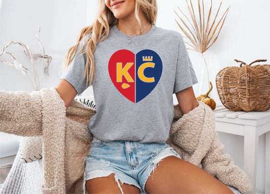 Split Red & Blue KC Heart Sports Grey Option
