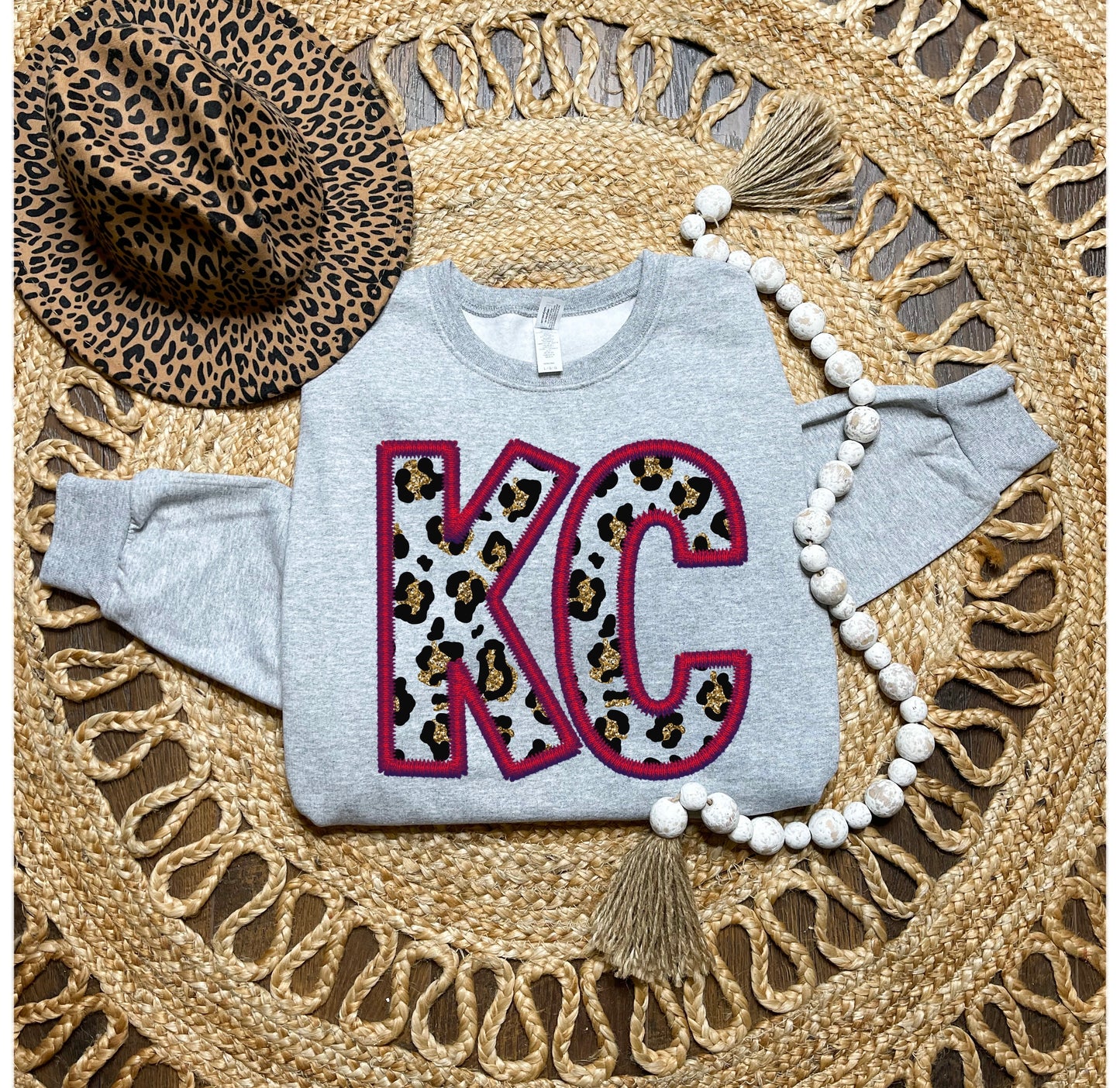 **HALFTIME DEAL** KC Faux Stitching Sports Grey Sweatshirt