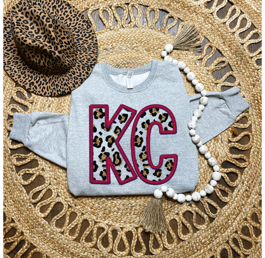 **HALFTIME DEAL** KC Faux Stitching Sports Grey Sweatshirt
