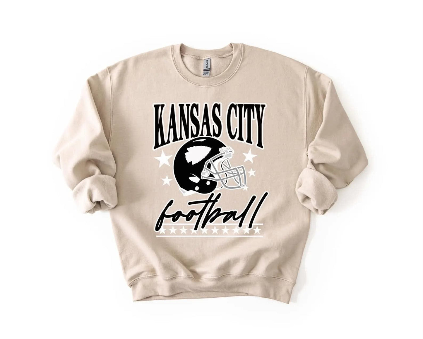 Black & Neutral Stars Kansas City Football Sand Sweatshirt