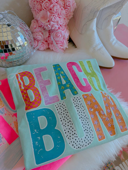 Stars & Checkered Beach Bum Chalky Mint Tee