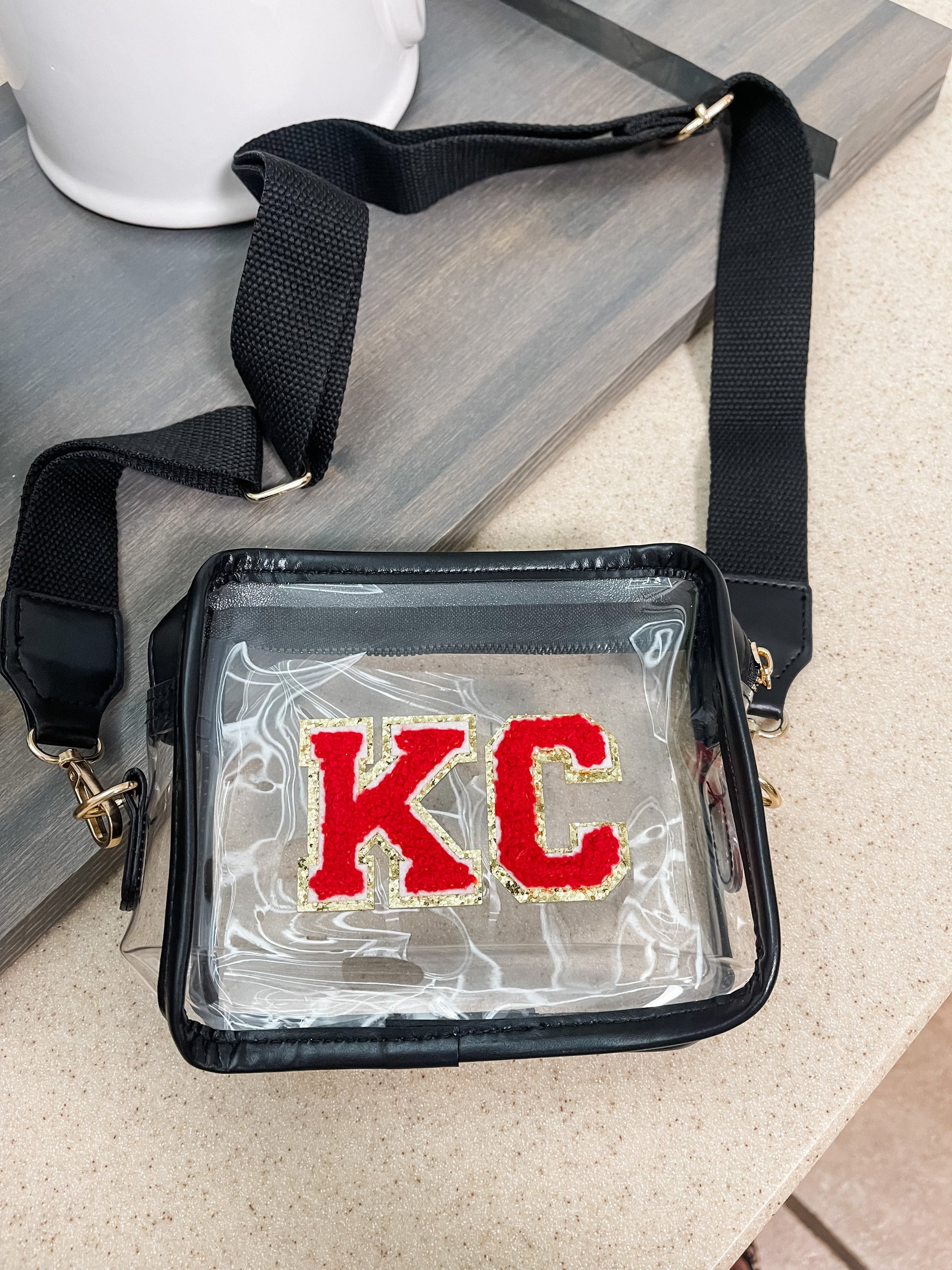 *READY TO SHIP** Red KC Patches Black Bag