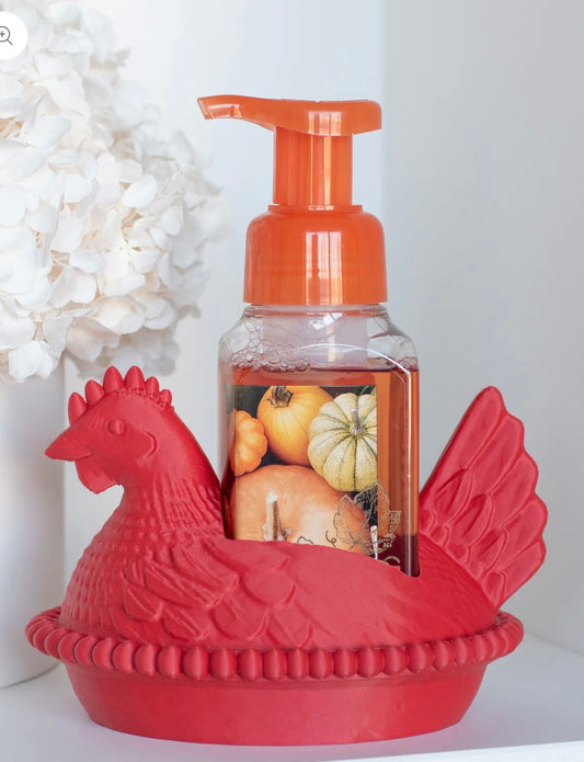 **PREORDER** Red Nesting Hen B&BW Soap Holder