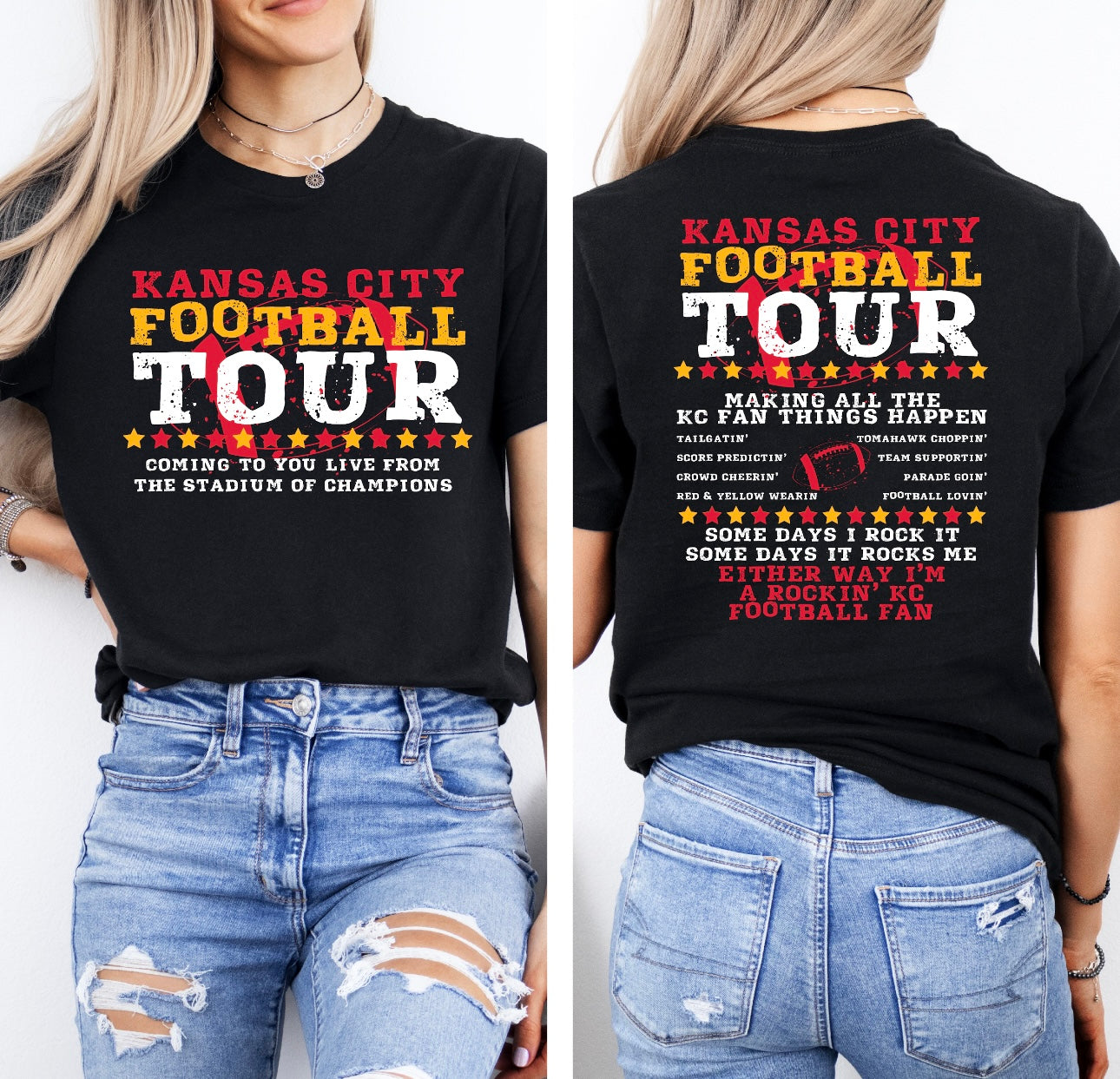 FRONT + BACK Kansas City Football Tour Black Tee
