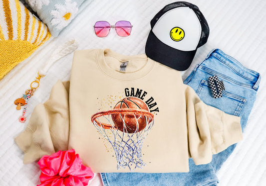 Game Day Basketball Hoop Sand Sweatshirt