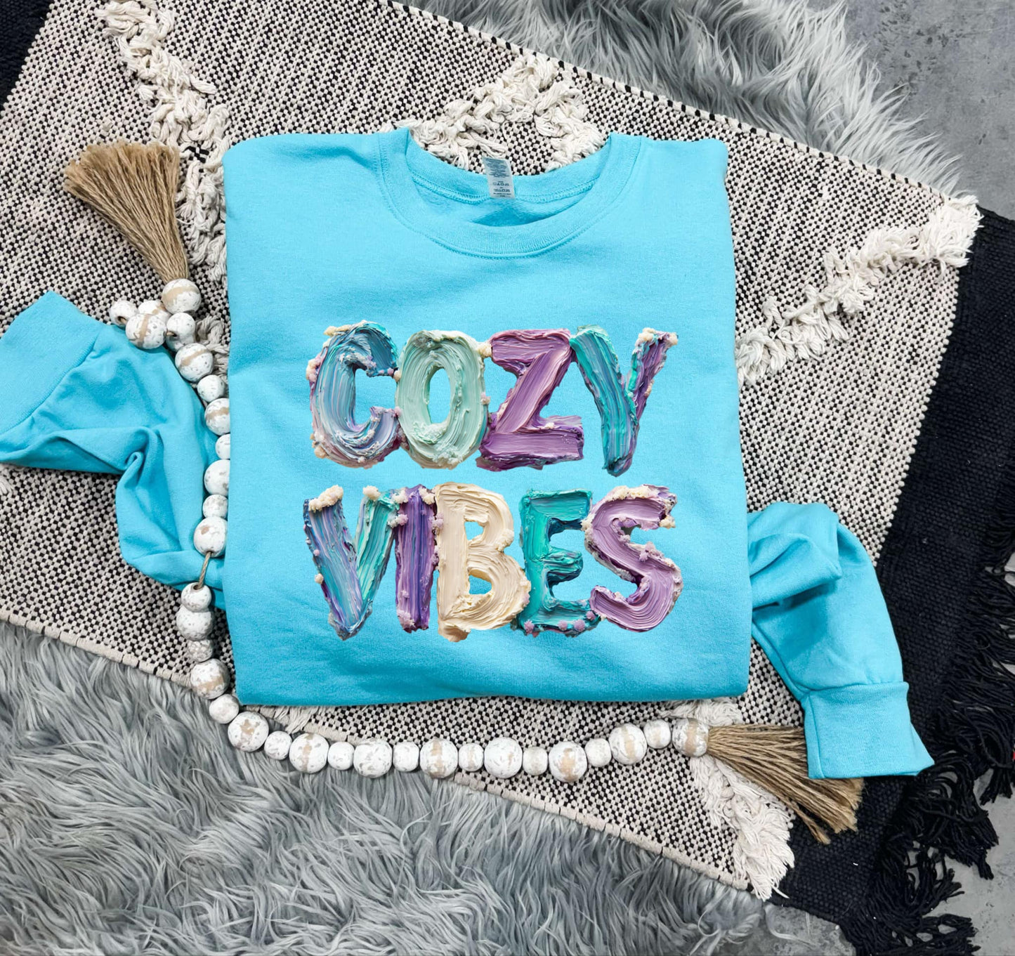 Pink & Blue Cozy Vibes Mint Sweatshirt