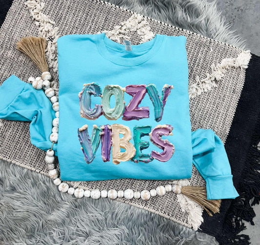 Pink & Blue Cozy Vibes Mint Sweatshirt