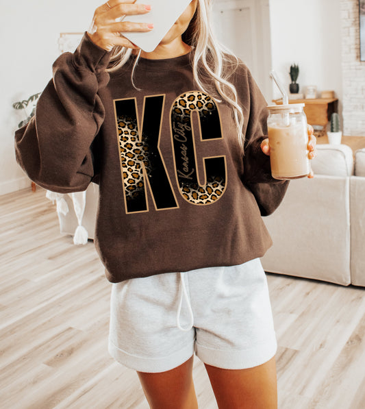 Kansas City Natural Leopard KC Chocolate Sweatshirt