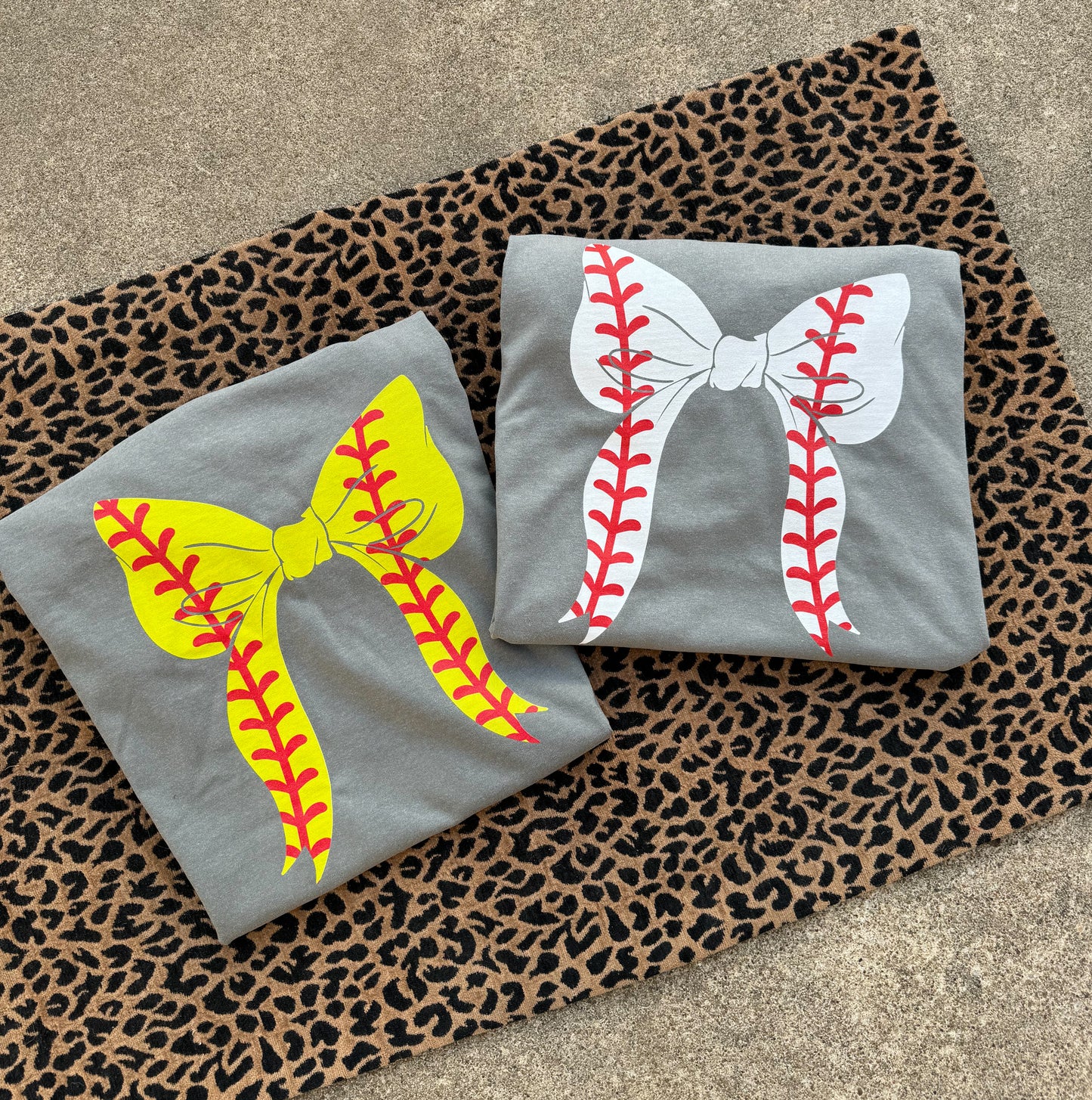 Baseball/Softball Bow Grey Tee