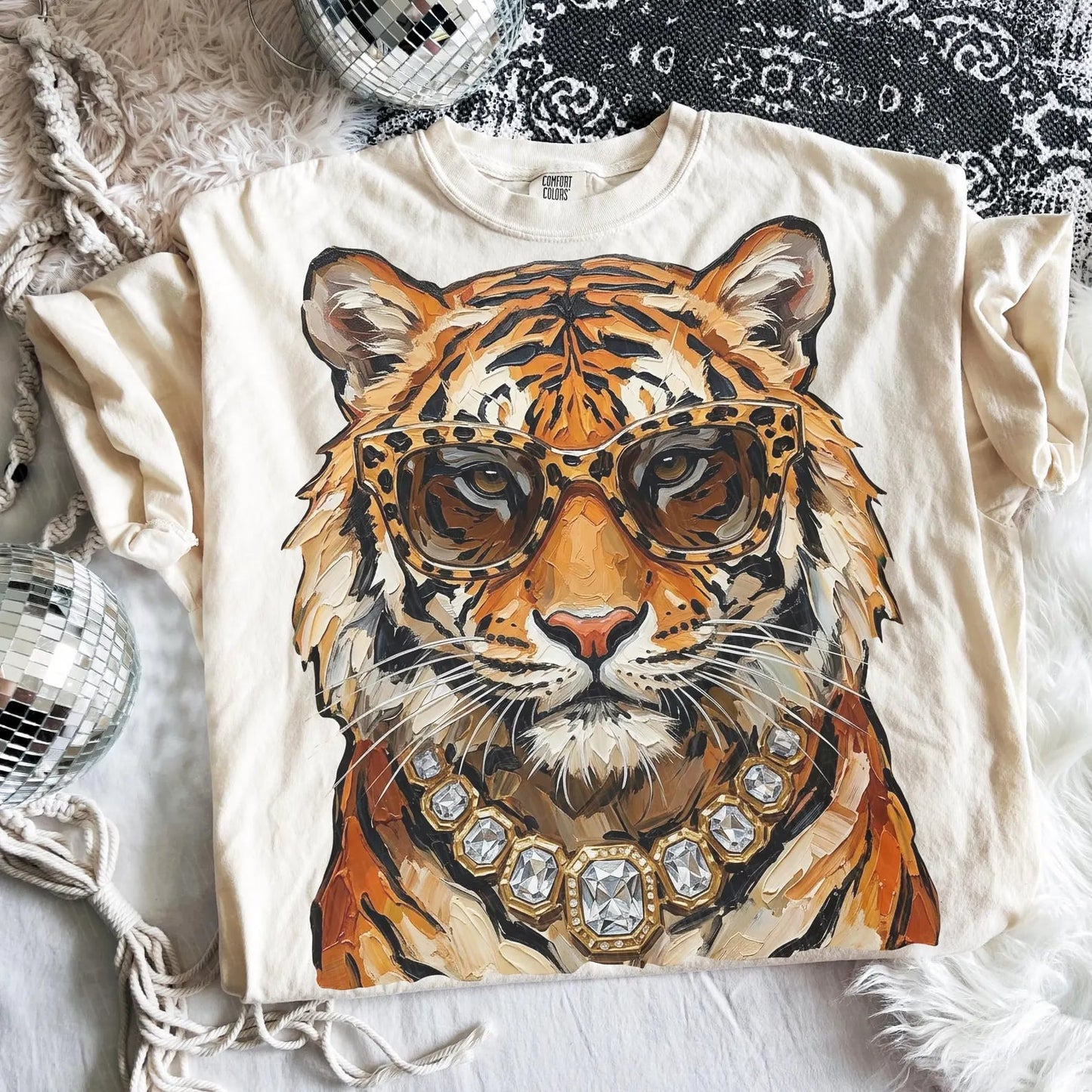 Glam Tiger Ivory Tee