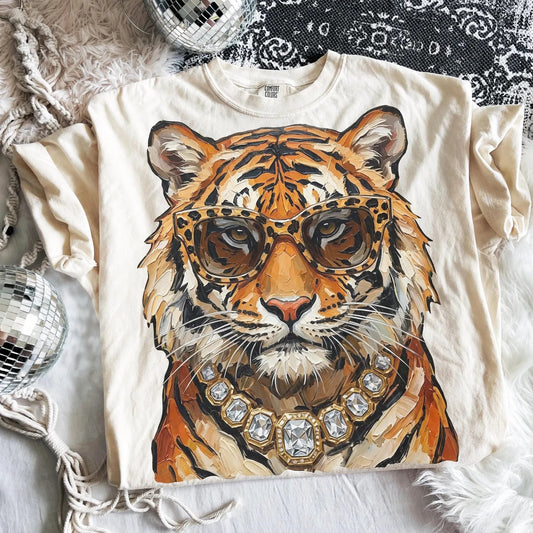 Glam Tiger Ivory Tee