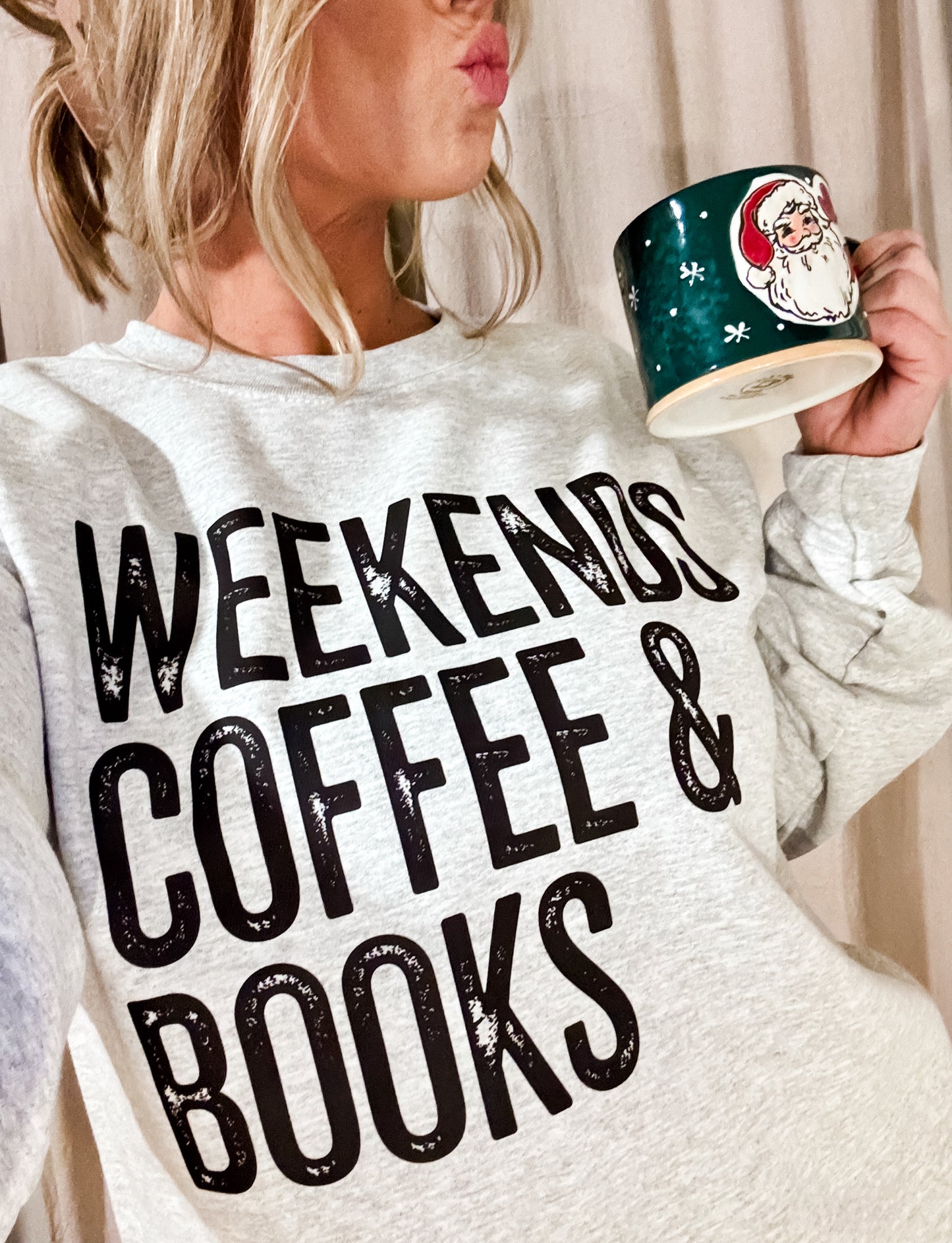 Distressed Weekends Coffee & Books Ash Sweatshirt