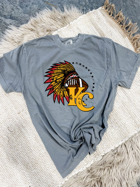 **HALFTIME DEAL** KC Feathered Football Grey Tee