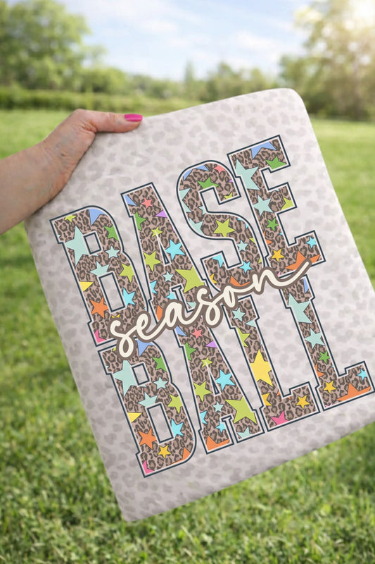 Brown Leopard & Stars Baseball Season Natural Leopard Tee