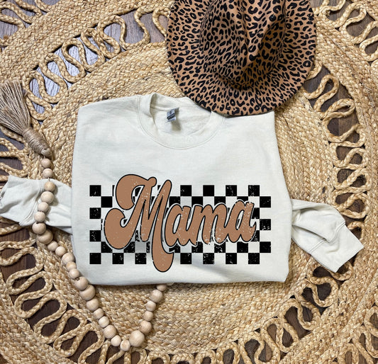 Natural Mama Checkered Sand Sweatshirt
