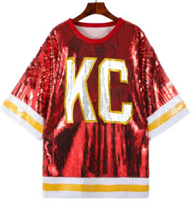 **PREORDER** Red & Gold KC Sequins Dress