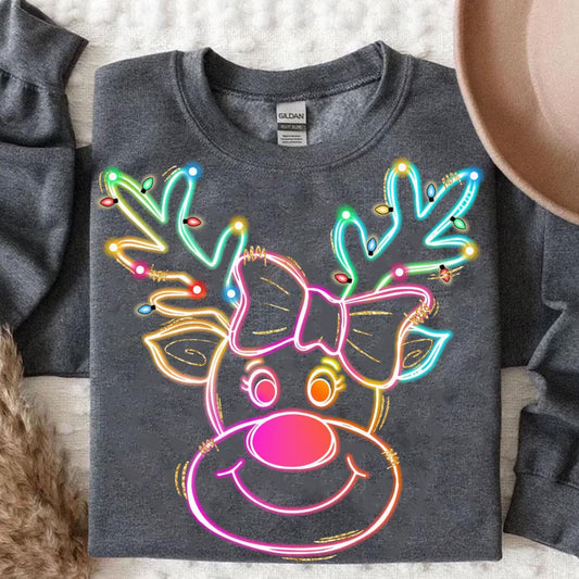**DEAL OF THE DAY** Glow Reindeer Dark Heather Sweatshirt