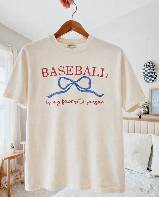 Ribbon Baseball Is My Favorite Season Ivory Tee