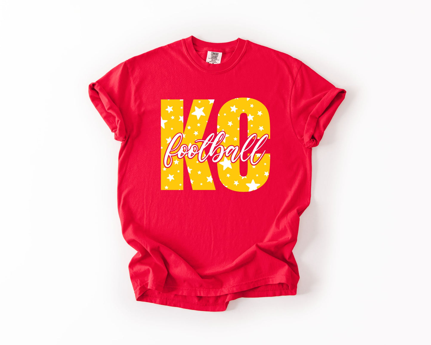 **HALFTIME DEAL** Gold KC Multi Star Football Red Tee