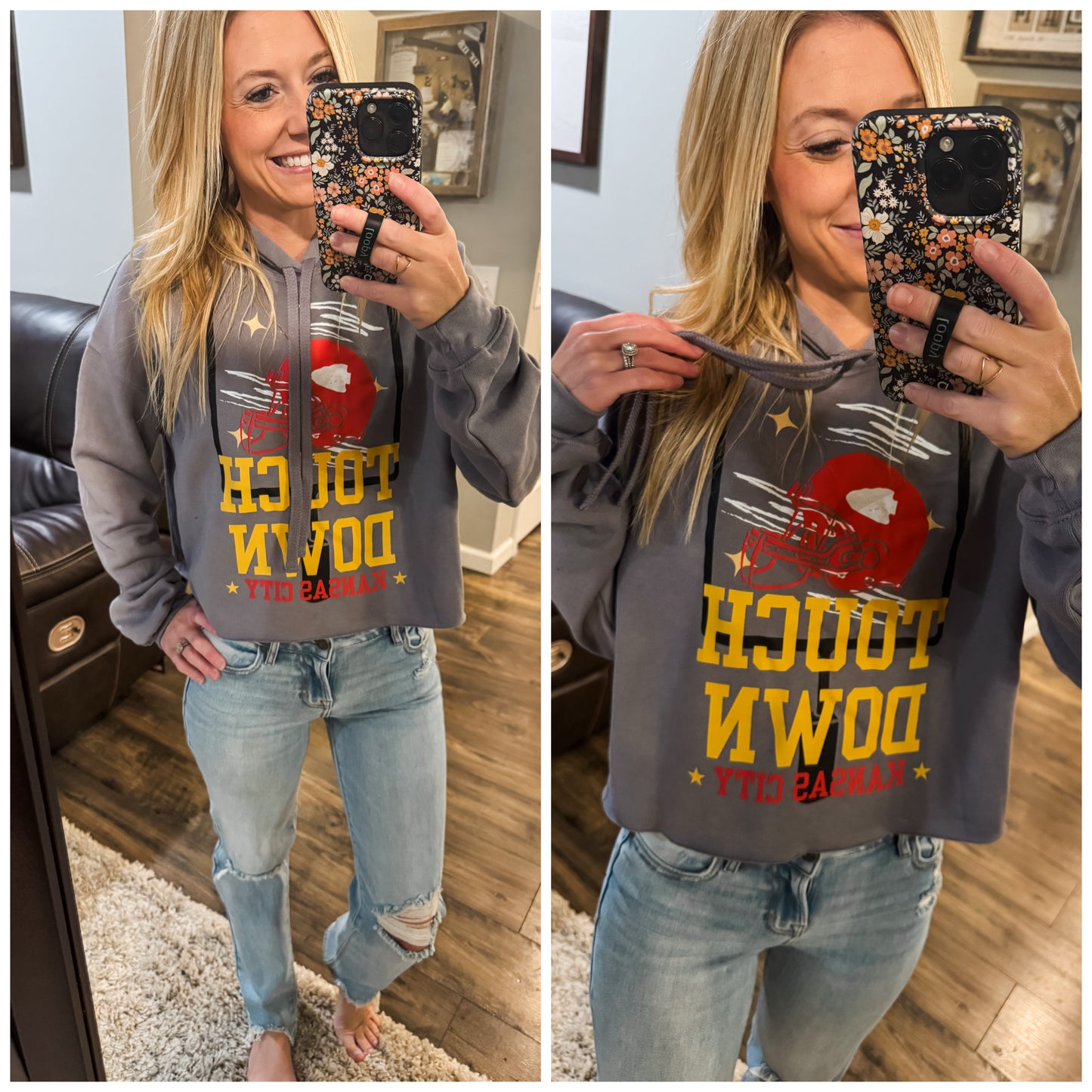 Touchdown Helmet Kansas City Storm Crop Top Hoodie