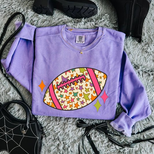 Retro Stars Preppy Football Violet Sweatshirt