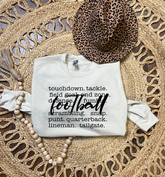 Black Script Football Word Sand Sweatshirt