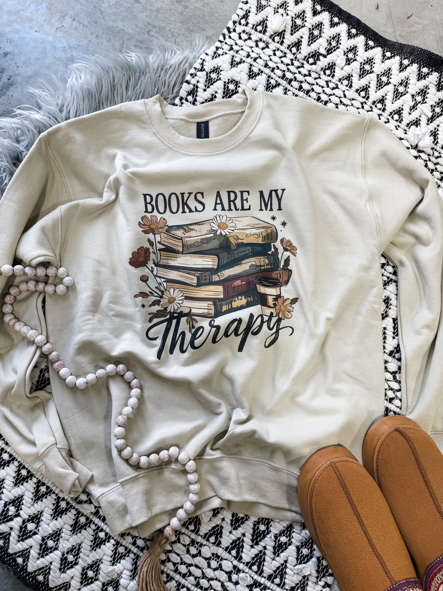 Books Are My Therapy Sand Sweatshirt