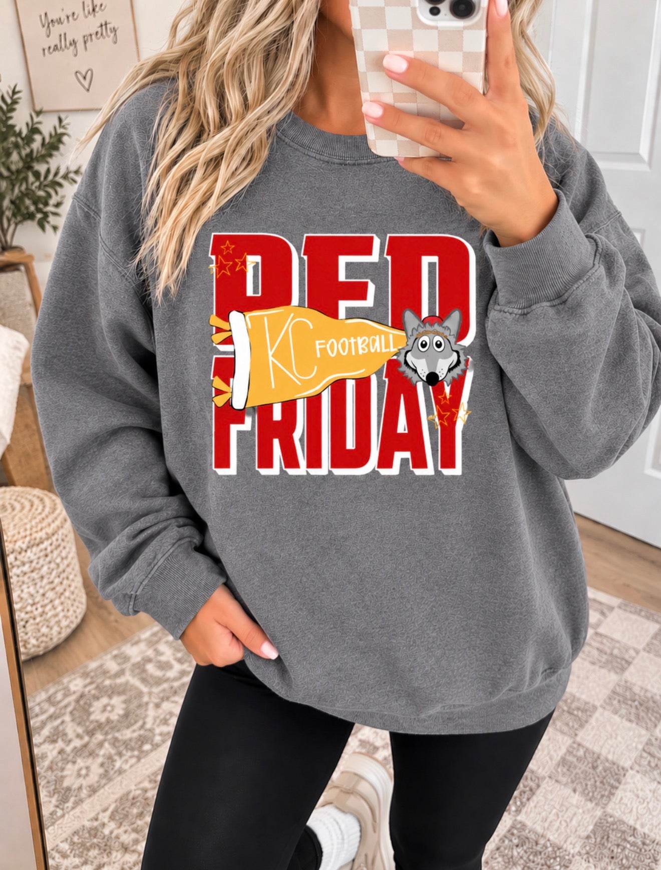 **HALFTIME DEAL** Red Friday KC Kingdom Flag Heather Graphite Sweatshirt