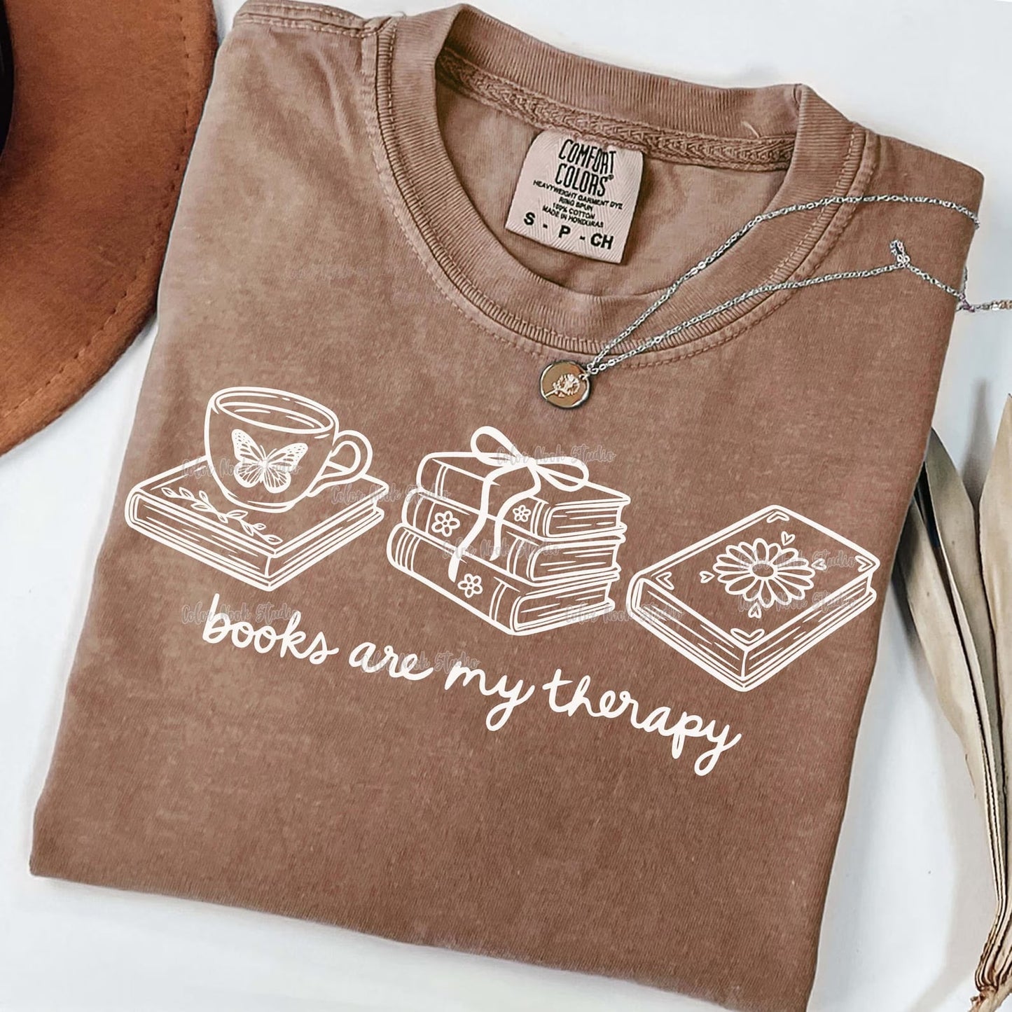 White Books Are My Therapy Espresso Tee