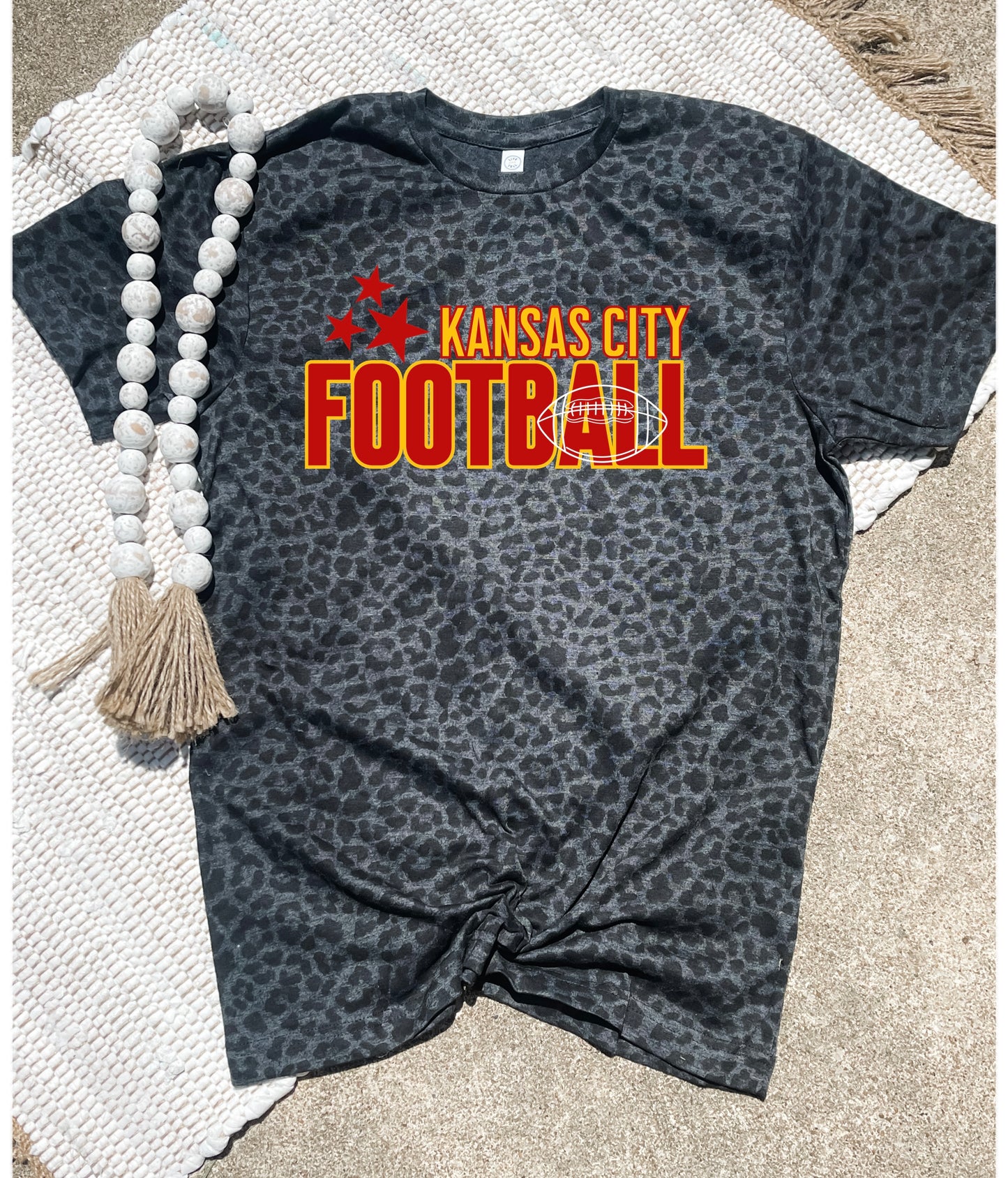 3 Red Star Kansas City Football Black Leopard Tee
