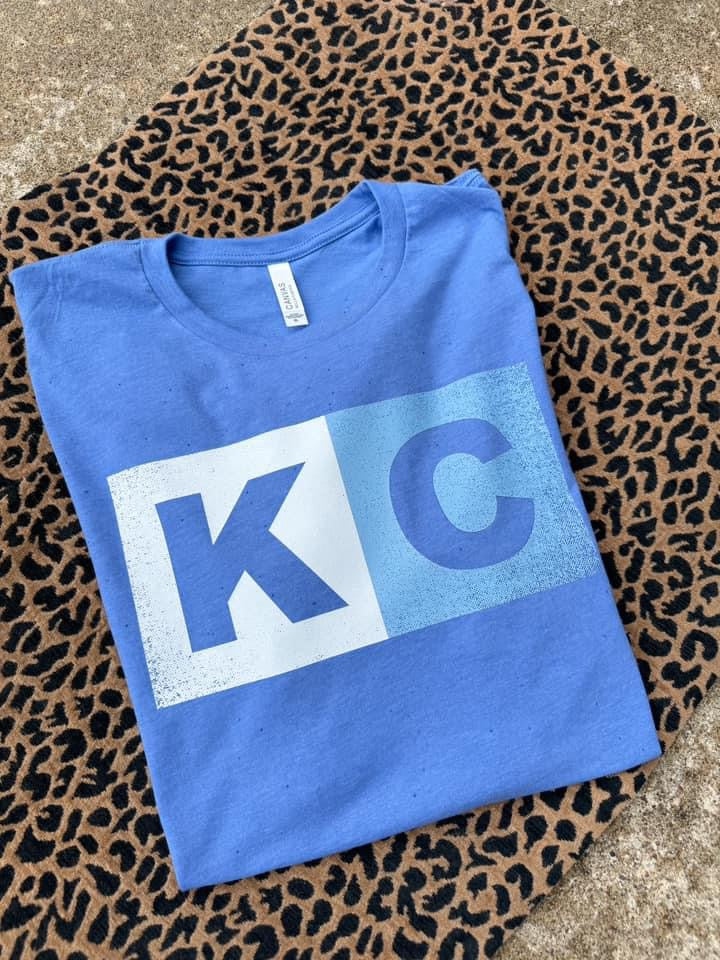 Blue & White KC Block Heather Blue Tee