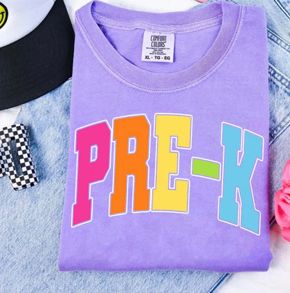 Back To School Block Grade Letters Violet Tee