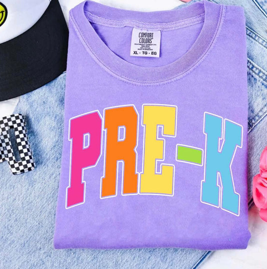 Back To School Block Grade Letters Violet Tee