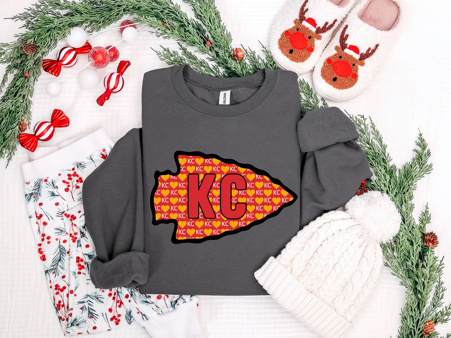 **HALFTIME DEAL** KC Hearts Arrowhead Charcoal Sweatshirt
