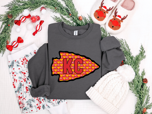**HALFTIME DEAL** KC Hearts Arrowhead Charcoal Sweatshirt