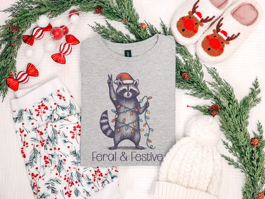**CHRISTMAS IN JULY** Feral And Festive Christmas Sports Grey Short Sleeve T-Shirt