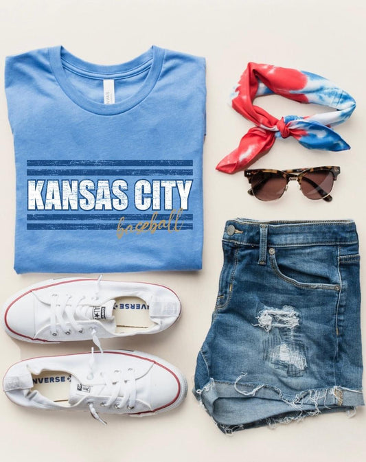 Kansas City Baseball Lines Heather Carolina Tee
