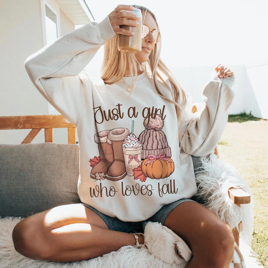 **DEAL PRICE** Just A Girl Who Loves Fall Sand Sweatshirt