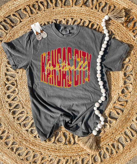 Big Kansas City Football Script Pepper Tee