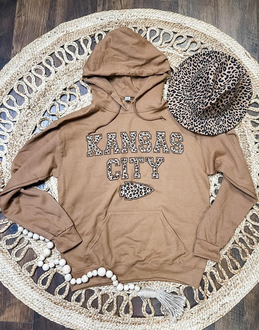 Kansas City Brown Leopard Arrowhead Golden Pecan Hoodie