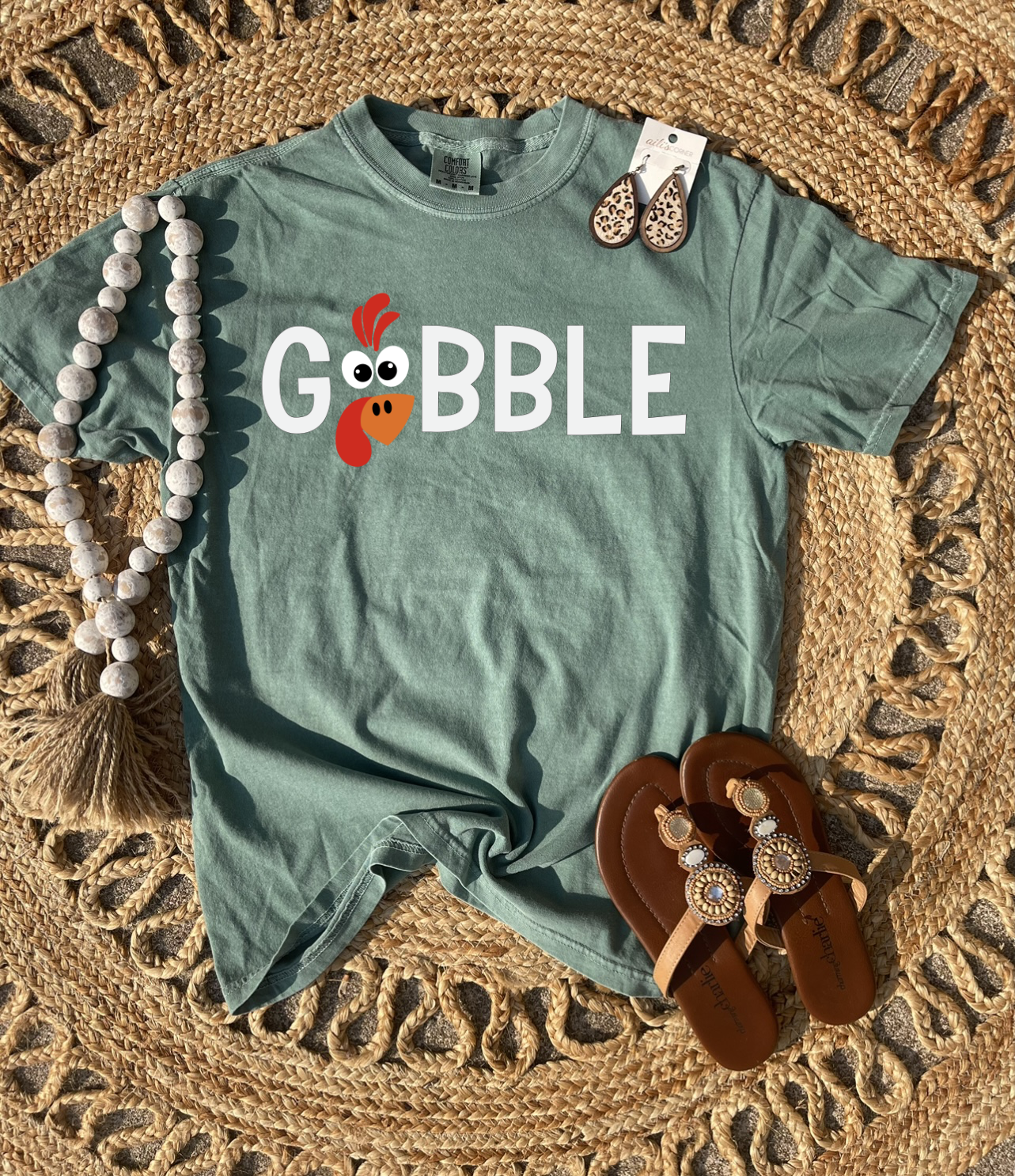 **DEAL PRICE** Turkey Face Gobble Moss Tee