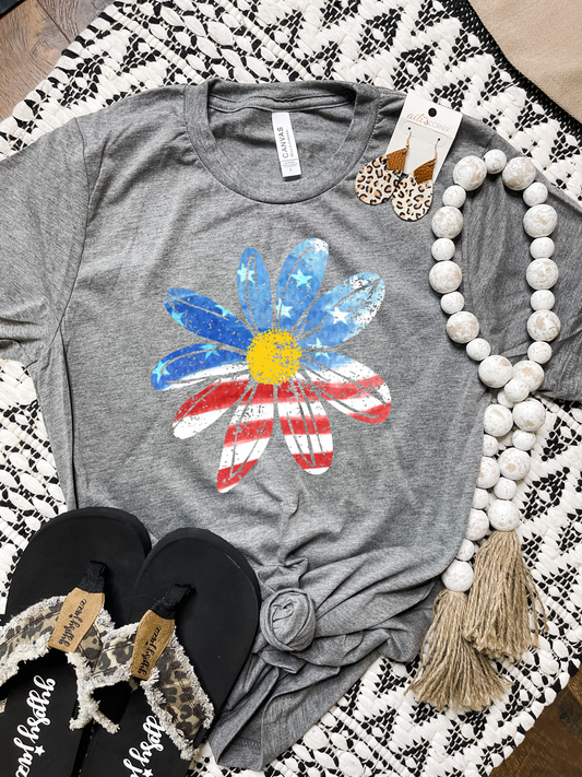 **DEAL OF THE DAY** July 4th Daisy Distressed Bella Canvas Tee